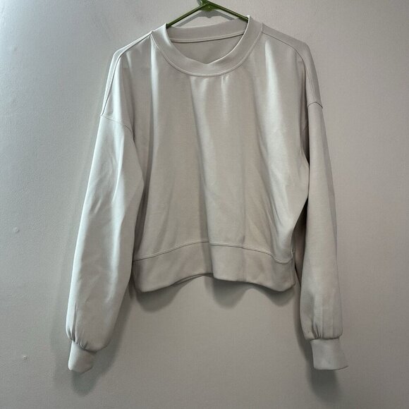 Lululemon Perfectly Oversized Cropped Crew Softstreme Sweatshirt White Opal - Picture 2 of 7